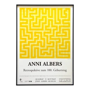 Anni Albers Vintage 1999 Lithograph Print Framed Mid Century Modernist Exhibition Poster " Gelber Maander " 1970