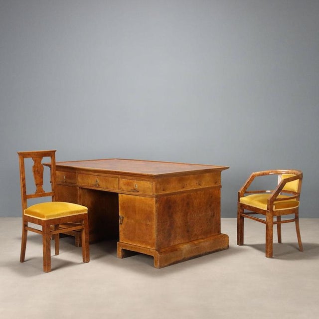 Art Deco Desk in Walnut and Walnut Burl For Sale - Image 12 of 13
