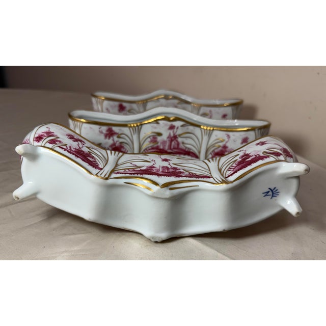 Pink Antique 3 Piece Italian Capodimonte Porcelain Table Garniture Jardiniere Set For Sale - Image 8 of 10