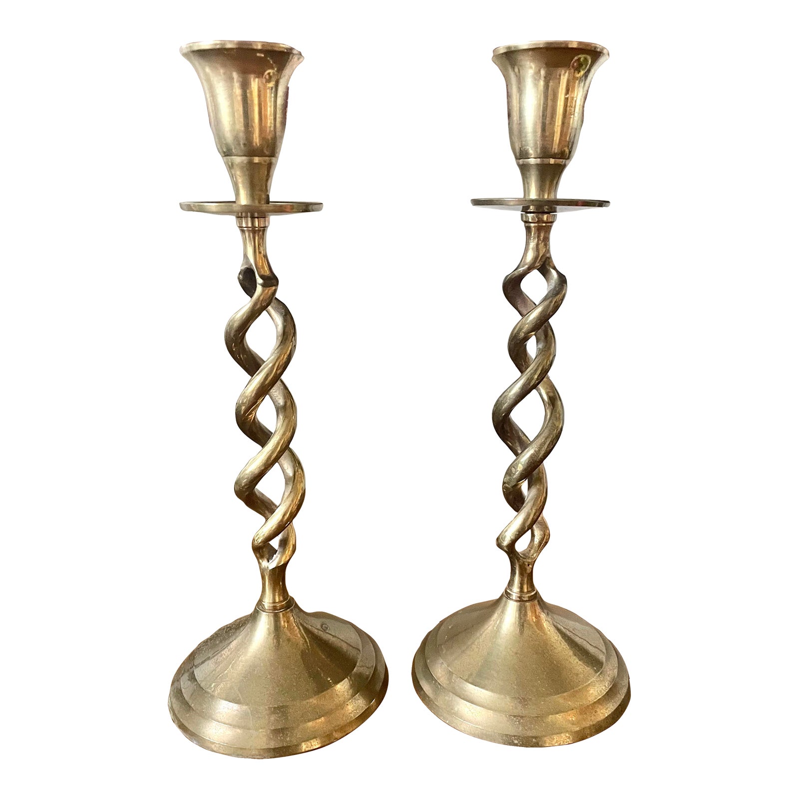 Vintage Brass Barley Twist Candlesticks a Pair Chairish