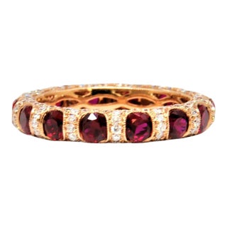 3.51 Ct Natural Ruby & Diamond Eternity Band Size 6.5 For Sale