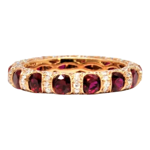 3.51 Ct Natural Ruby & Diamond Eternity Band Size 6.5