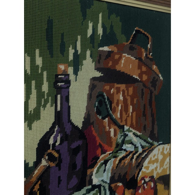 Unknown, Embroidered Painting Still Life, 1965, Oil on Board For Sale - Image 7 of 8