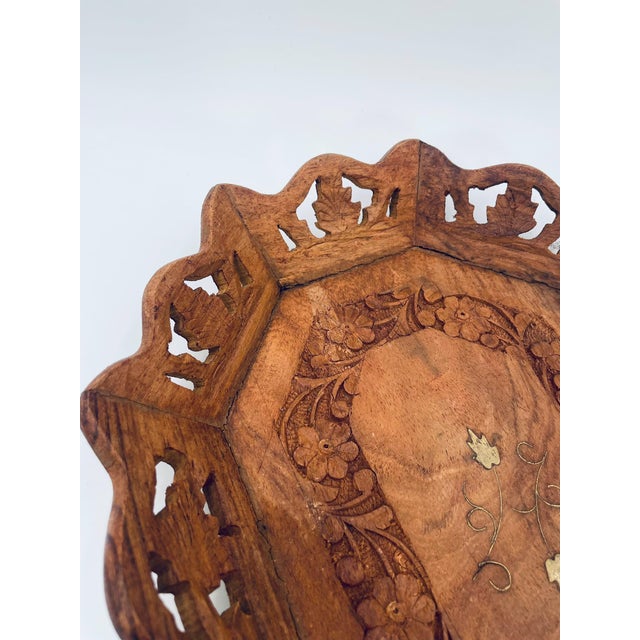 Indian Wooden Decorative Tray, 1975 For Sale - Image 4 of 10