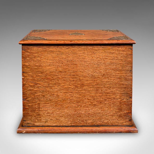Wood Antique Stationery Box, English, Golden Oak, Fall Front Desk Tidy, Edwardian For Sale - Image 7 of 12