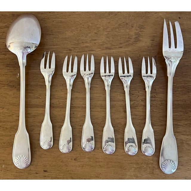 Christofle Silver Plated Vendome Pattern Flatware Dessert Set of 8 For Sale - Image 15 of 15