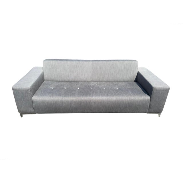 Elevate your interior with this exceptional Thayer Coggin modern upholstered sofa, circa 2000. Expertly crafted in High...
