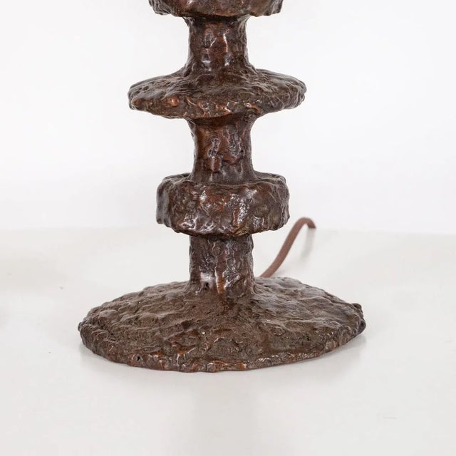 Turned Bronze Table Lamps by Claudio Gonzalez - A Pair For Sale - Image 9 of 10