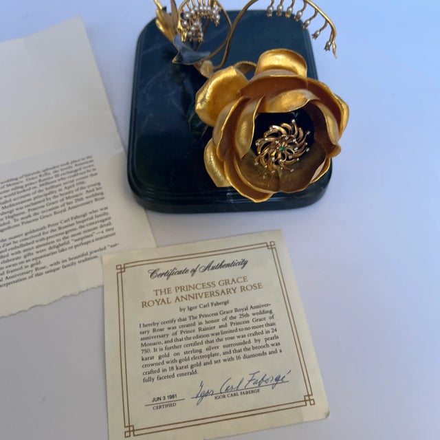Gold 1950s Faberge Princess Grace Royal Anniversary Rose For Sale - Image 8 of 12