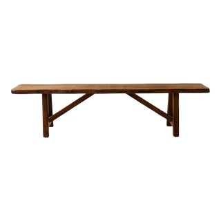 1950s Mid Century Brutalist Elm Bench by Olavi Hanninen, Finland For Sale