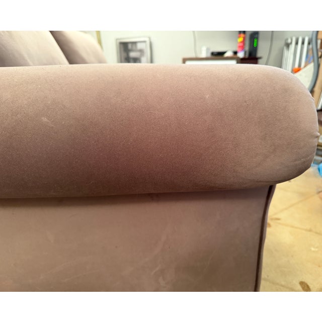 Stickley Down-Filled Café-Au-Lait Velvet Loveseat For Sale - Image 9 of 11