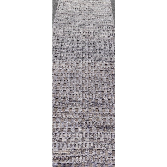 Modern Casual Piled Runner in Purple & Brown Colors With Minimalist Design 2'6" X 10'1" For Sale - Image 4 of 11