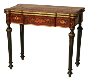 Antique French Ebonized, Ormolu & Inlay Card Table C1880