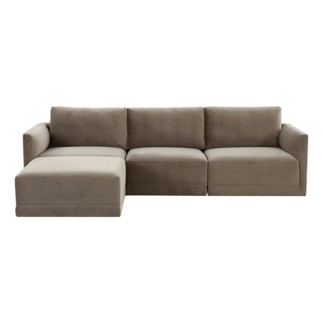 Wood Willow Taupe Modular 4-Piece Performance Velvet Sectional For Sale - Image 7 of 7
