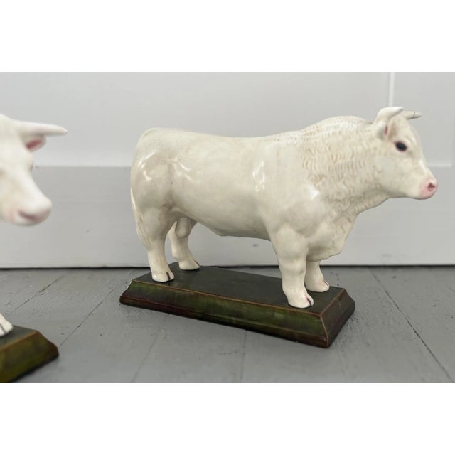 Large English Porcelain Models of White Cows Circa 1930 - a Pair For Sale - Image 12 of 13