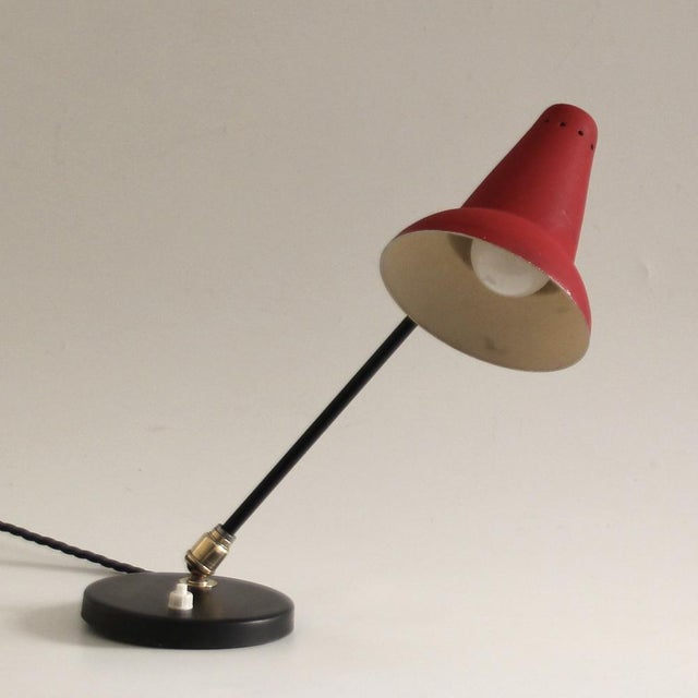 Metal Mid-Century Adjustable Brass Table Lamp attributed to Jacques Biny for Luminalité, 1950s For Sale - Image 7 of 18