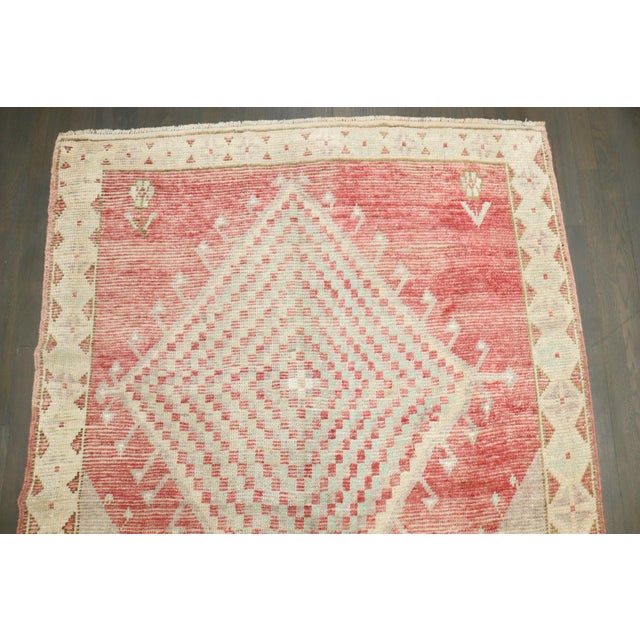 Pink Vintage Primitive Turkish Anatolian Rug - 4'3" x 5'9" For Sale - Image 8 of 8
