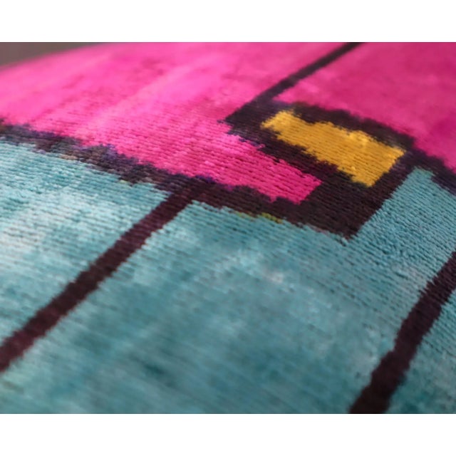 Handmade Multi Color Silk Velvet Throw Pillow & Down Insert For Sale In San Francisco - Image 6 of 12