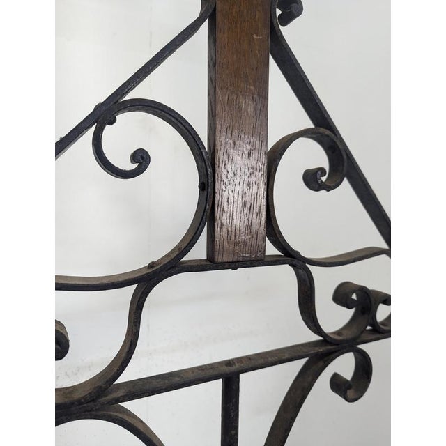Black Large Wrought Iron Church Candelabra with Carved Wooden Crucifix For Sale - Image 8 of 10