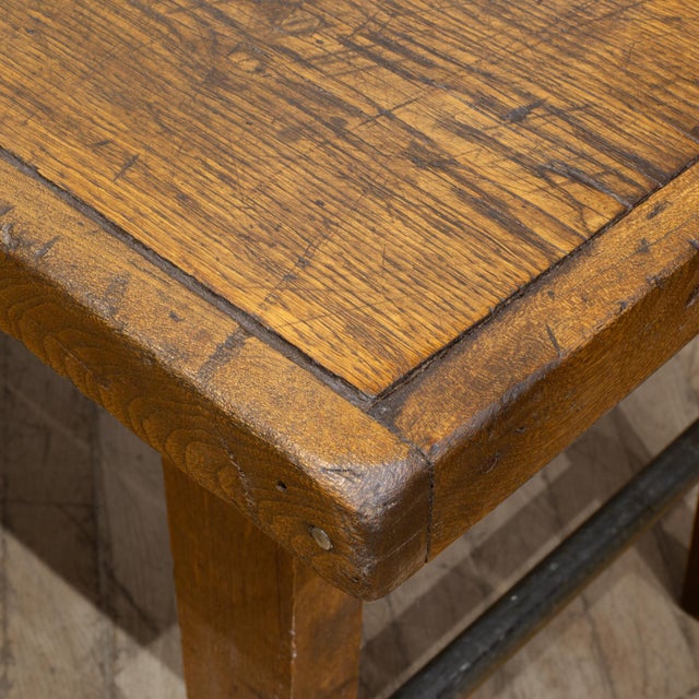 Farmhouse 19th C. Hand Made Primitive Solid Oak High Table c.1850 For Sale - Image 3 of 10