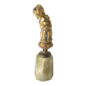 19th Century Indonesian Balinese Gold and Stone Keris Kris Hilt Handle