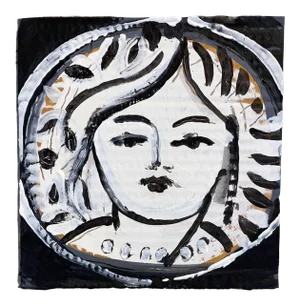 Greek Face No. 6, Ceramic, Cardboard, Drawing, Painting