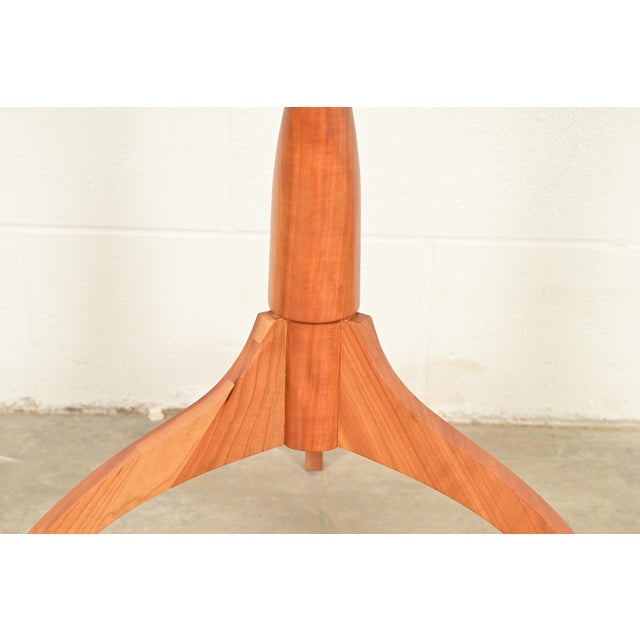 Brown Harden Furniture Arts and Crafts Shaker Solid Cherry Wood Pedestal Occasional Side Table or Drinks Table For Sale - Image 8 of 12