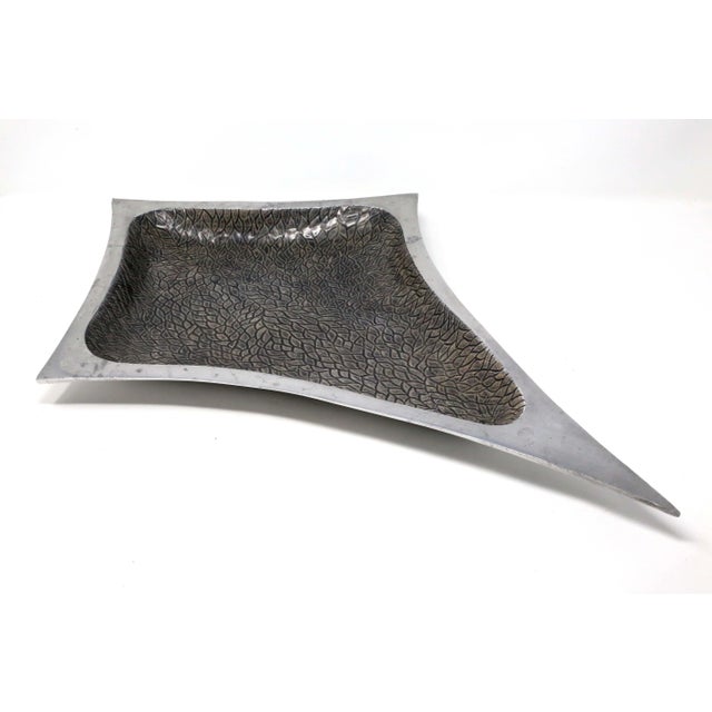 Silver Vintage Brutalist Star-Shaped Cast Aluminum Large Decorative Bowl For Sale - Image 8 of 8
