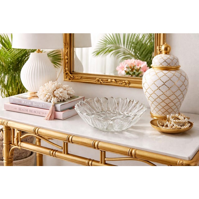 Vintage Frosted Floral Art Glass Centerpiece Bowl – Sculptural Tulip Petal Design – 12” Palm Beach / Hollywood Regency Catch-All For Sale - Image 9 of 10