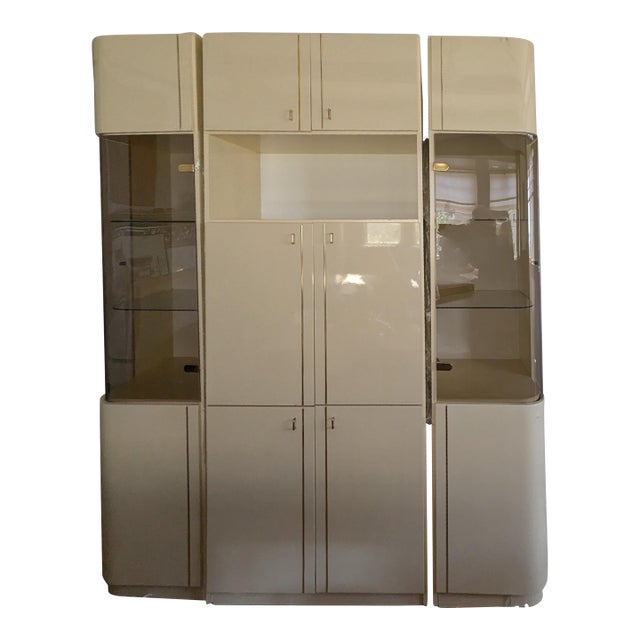 1980 Glam Wall Unit Display Cabinet For Sale