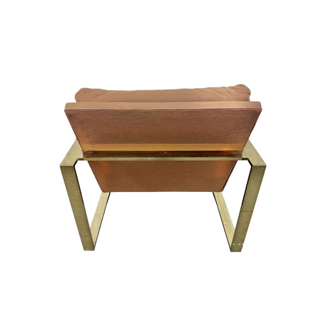 Metal Vintage Thayer Coggin Flat Bar Brass Arm Chairs - Set of 2 For Sale - Image 7 of 9