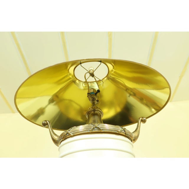 English Chapman Adams Style Brass Table Lamp W. Shade For Sale - Image 3 of 6