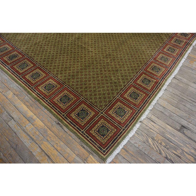 Splendid Green-Olive Background With Elegant Greek Key Pattern Contemporary Chinese Rug For Sale - Image 9 of 12