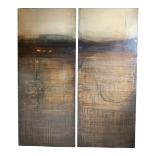 "The Pleasants II and III" Modern Abstract Panel Paintings, Set of 2 For Sale