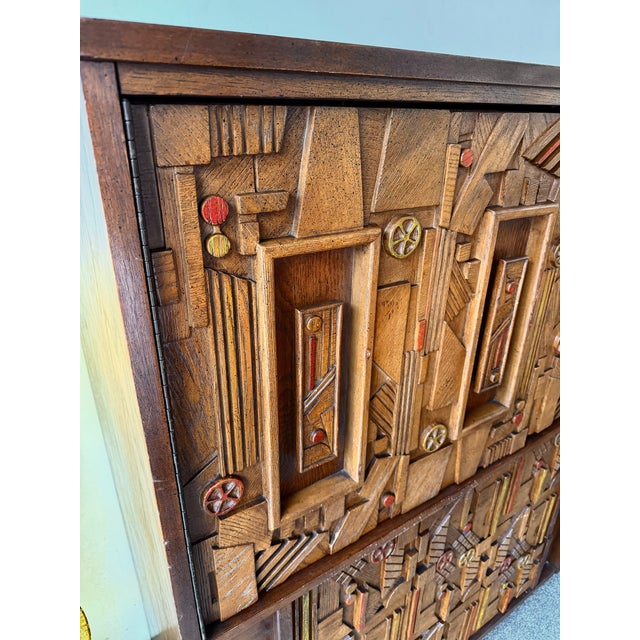 Mid-Century Modern Brutalist Wood Sculpture Cabinet by Lane. Usa, 1970s For Sale - Image 10 of 15