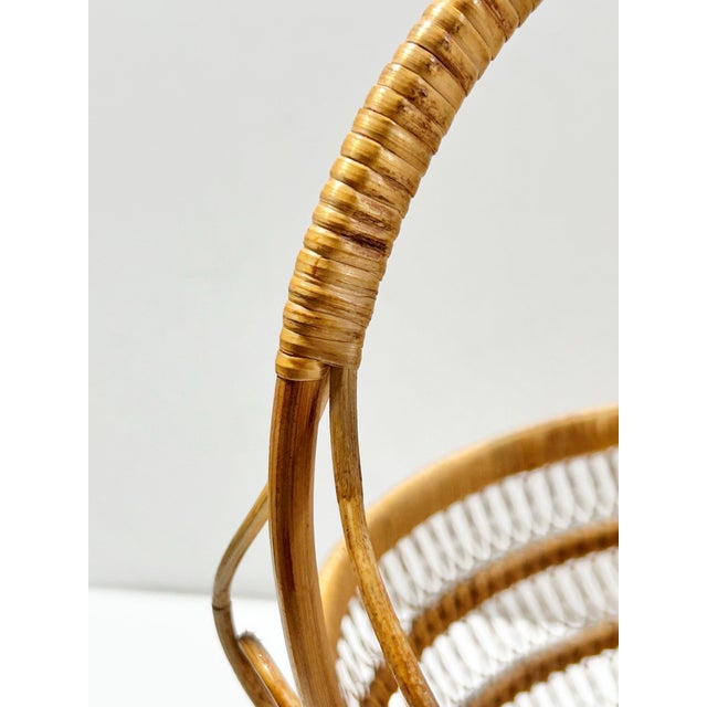 Brown Vintage Bentwood & Woven Wicker Openwork Basket Easter Gathering Basket For Sale - Image 8 of 11