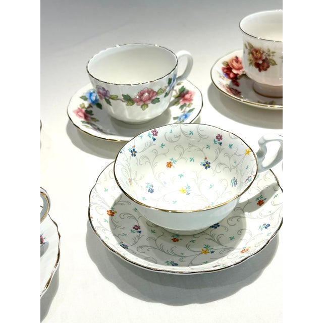 Vintage Fine China Tea Cups and Saucers & 2 Sets Cream and Sugar - 6 pcs For Sale - Image 4 of 17