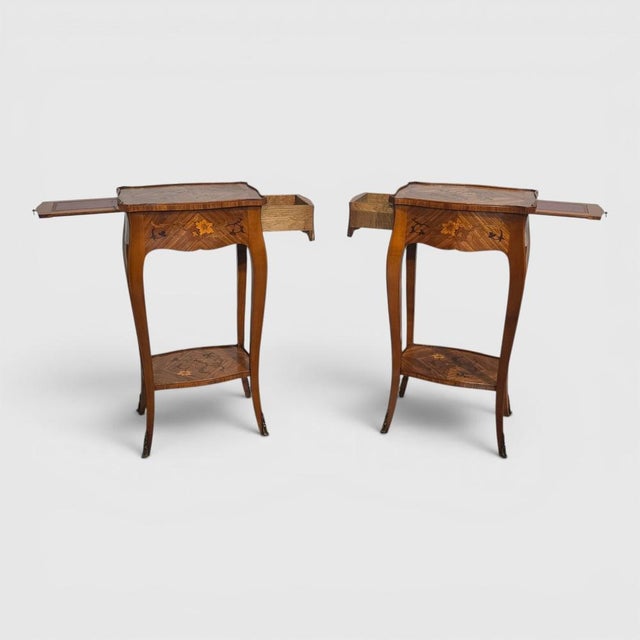 French Marquetry Lamp Tables, 1920, Set of 2 For Sale - Image 12 of 12