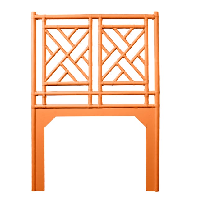 Transitional Chippendale Platform Bed Twin, Citrus Orange For Sale - Image 3 of 7