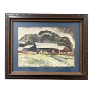 Vintage Impressionist Watercolor of Bucks County Pennsylvania Barn
