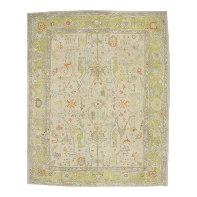 Colorful Oushak Turkish Rug, 11'10 X 14'11 For Sale