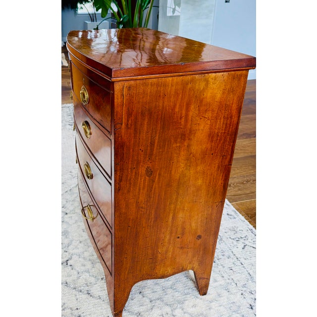Brown Late 18th Century Danish Bow Front Mahogany Chest With Working Key & Brass Hardware For Sale - Image 8 of 18