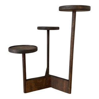 1960s Mid-Century Modern 3-Tiered Dark Wooden Danish Modern Candle Holder For Sale