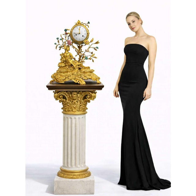 A Magnificent Chinoiserie Gilt Bronze & Porcelain Mantel Clock by Barancourt. Cast by Maison Millet. France, Circa 19th...