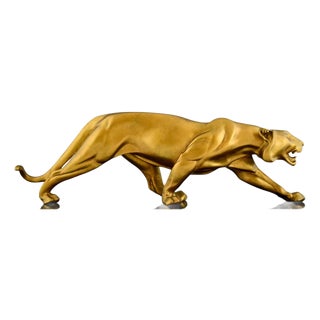 Rulas, Art Deco Sculpture of a Panther, 1930, Bronze on Marble Base For Sale