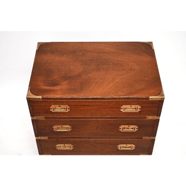 Wood Vintage Military Campaign Style Chest of Drawers, 1930 For Sale - Image 7 of 10