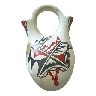 Signed Jemez Pueblo Double-Spout Wedding Vase by C. Loretto For Sale