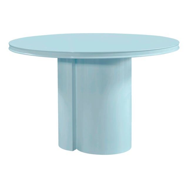 Elora Blue Lacquer Round Dining Table For Sale
