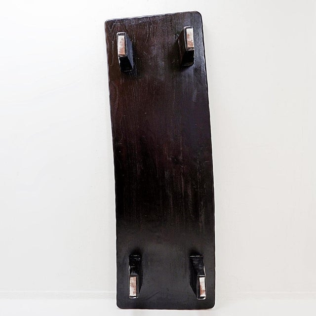 Large Coffee Table in Black Hammered Wood For Sale - Image 11 of 12