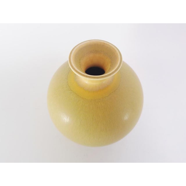 Round Vase with Yellow Hares Fur Glaze by Berndt Friberg for Gustavsberg, 1977 For Sale - Image 6 of 13